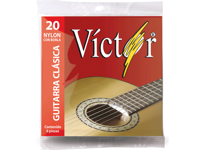 ENCORDADURA VICTOR MOD:20 Guitarra CLASICA NYLON NEGRO CON BORLA