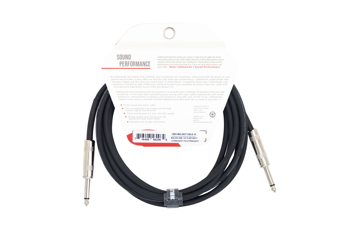CABLE GATOR CABLEWORKS BLACKLINE SERIES INSTRUMENTO 10", 3M.