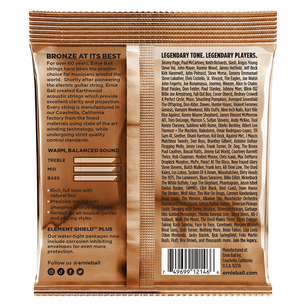 ENCORDADURA ERNIE-BALL EARTHWOOD PHOSPHOR BRONZE ALLOT Guitarra ACUSTICA 0.012-0.54. 2146