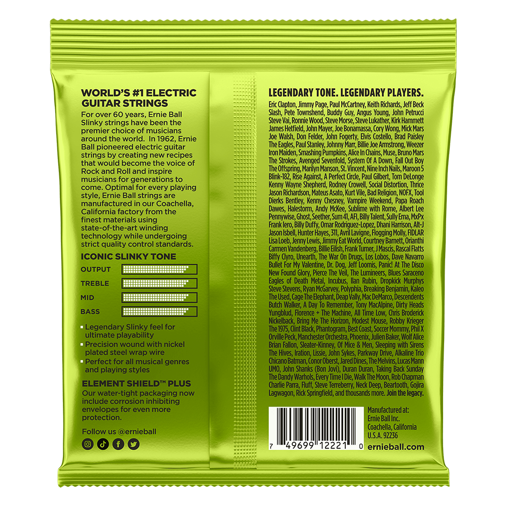 ENCORDADURA ERNIE-BALL GUITARRA ELECTRICA NICKEL WOUND 0.10-0.46 2221