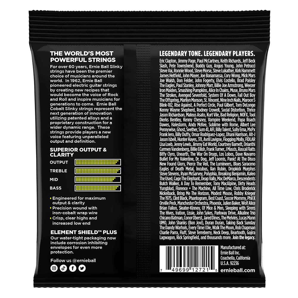 ENCORDADURA ERNIE-BALL Slinky COBALT Guitarra Eléctrica 0.010-0.46 2721