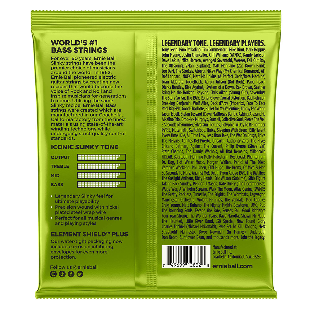ENCORDADURA ERNIE-BALL bajo eléctrico 4cds Slinky Nickel Regular 45-105 2832