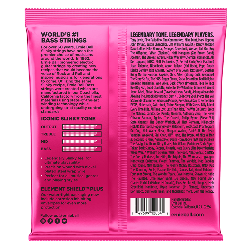 ENCORDADURA ERNIE-BALL bajo eléctrico 4cds Slinky Nickel SUPER 45-100 2834