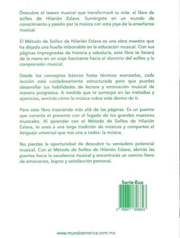 METODO COMPLETO DE SOLFEO ,D. HILARION ESLAVA. MUNDO AMERICA