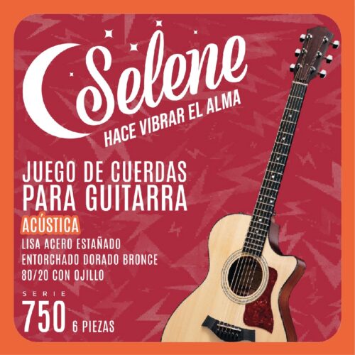 ENCORDADURA P/GUITARRA SELENE 750. ACERO/ ENTORCHADO DORADO