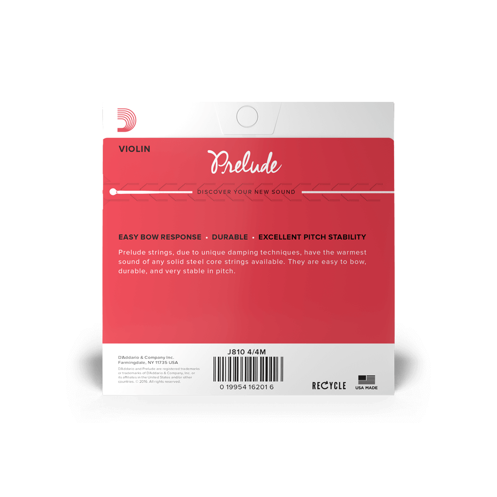 ENCORDADURA D´ADARIO PRELUDE VIOLIN SOLID STEEL CORE J810 4/4M