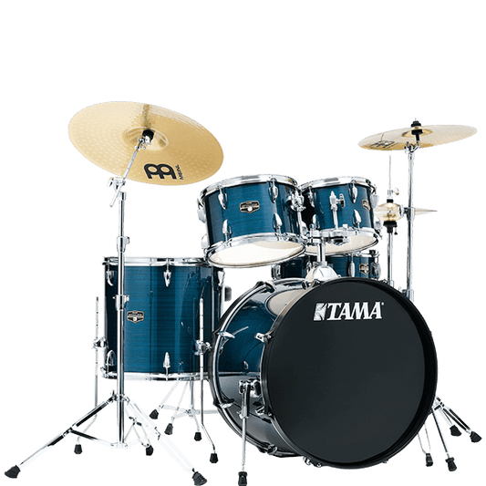 BATERIA TAMA IMPERIALSTAR DE 5 PZAS. AZUL RAYADO CON ATRILES Y ASIENTO