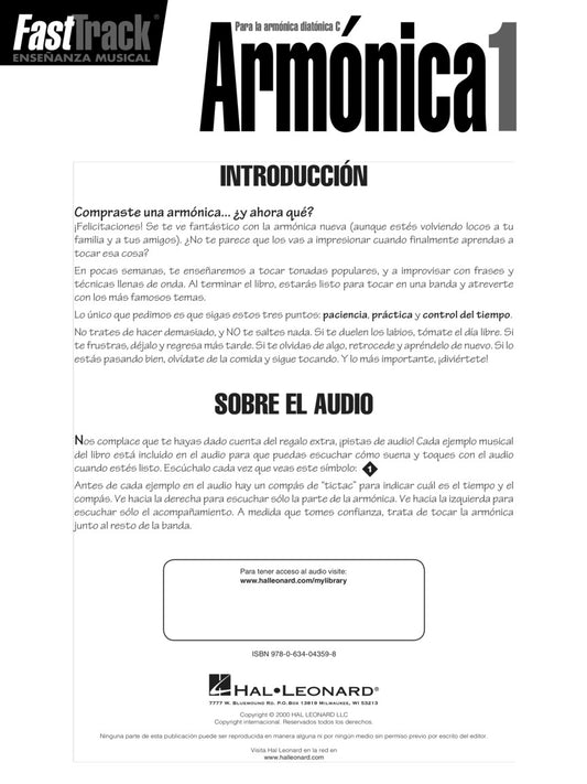 METODO FASTRACK ARMONICA (DIATONICA EN "DO") VOL.1 C/ CD. HAL-LEONARD