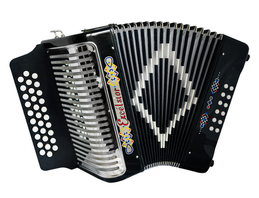 ACORDEON DIATONICO EXCELSIOR SOL-DO-FA, NEGRO CON ESTUCHE
