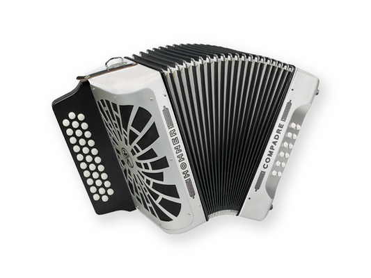 ACORDEON DIATONICO HOHNER''COMPADRE''FA-SIB-MIB, 31 BOTONES Y 12 BAJOS, BLANCO, CON FUNDA