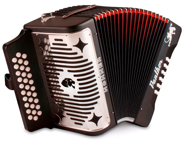 ACORDEON DIATONICO HOHNER ''PANTHER'' FA-SIB-MIB, 31 BOTONES Y 12 BAJOS, NEGRO MATE