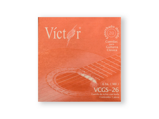 CUERDA VICTOR GUITARRA CLASICA NYLON /ENTORCHADO DORADO 6TA. DECENA