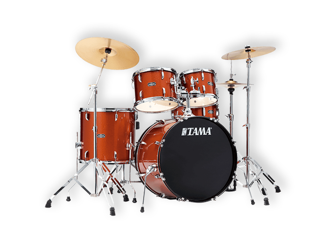 BATERÍA TAMÁ STAGESTAR DE 5 PZAS. COBRE BRILLANTE CON ATRILES, ASIENTO Y PLATILLOS