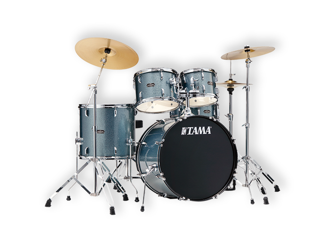 BATERÍA TAMÁ STAGESTAR DE 5 PZAS. PLATA BRILLANTE CON ATRILES, ASIENTO Y PLATILLOS