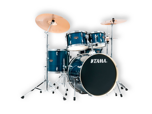 BATERIA TAMA IMPERIALSTAR DE 5 PZAS. AZUL RAYADO CON ATRILES Y ASIENTO