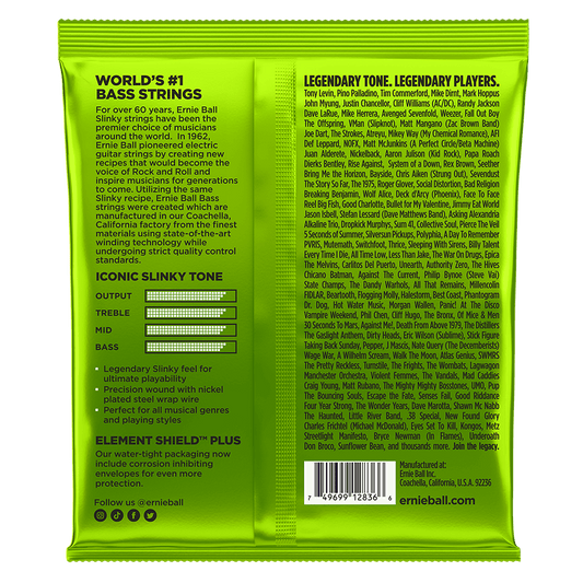ENCORDADURA ERNIE-BALL bajo eléctrico de 5 cuerdas Slinky Nickel Wound regulares calibre 45-130. 2836