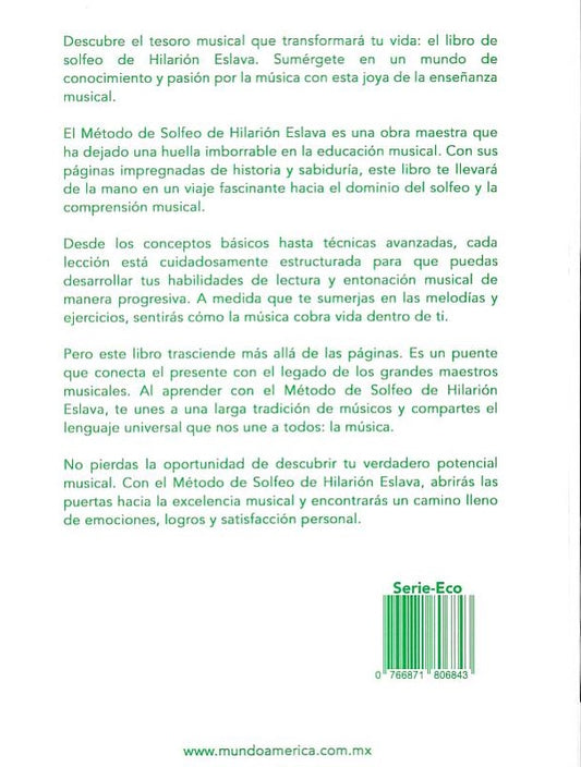 METODO COMPLETO DE SOLFEO ,D. HILARION ESLAVA. MUNDO AMERICA