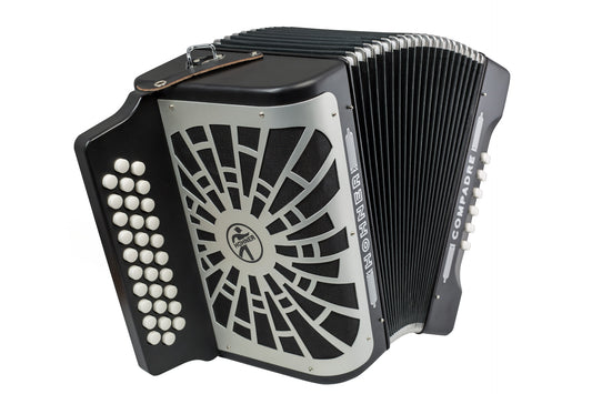 ACORDEON DIATONICO HOHNER''COMPADRE''FA-SIB-MIB, 31 BOTONES Y 12 BAJOS, NEGRO CON FUNDA