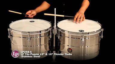 TIMBALES LP TITO PUENTE DE 15''/16'' CROMADOS CON ATRIL