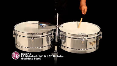 TIMBALES MATADOR 14''/15'' CROMADO CON ATRIL PARA CENCERRO