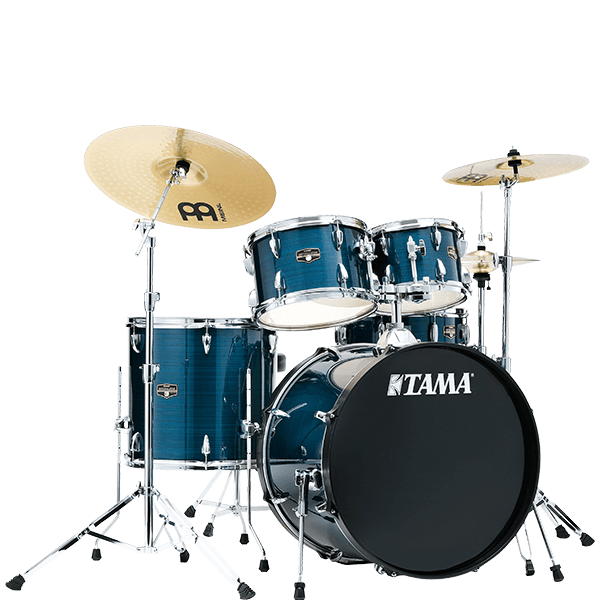 BATERIA TAMA IMPERIALSTAR DE 5 PZAS. AZUL RAYADO CON ATRILES Y ASIENTO